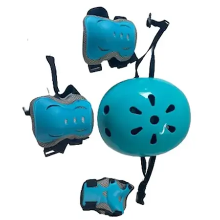Set de protectie Go Kart pentru copii casca reglabila culoare albastra, genunchiere, cotiere Set de protectie pentru copii casca reglabila genunchiere, cotiere